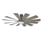 60" Modern Forms Windflower Graphite Finish with Weather Gray Blades and Light Kit
