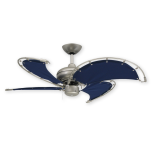 40" Voyage - Nautical Ceiling Fan - Brushed Nickel w/ Blue Sail Blades