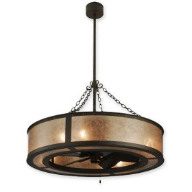 45"W Meyda Smythe Craftsman Oil Rubbed Bronze Finish with Oil Rubbed Bronze Blades and Light Kit