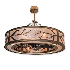 44" Wide Meyda Fulton Branches Antique Copper Finish with Antique Copper Blades and Light Kit