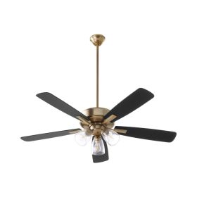 Quorum 4525-2380 OVATION 52" 3 Light Clear Seeded Glass Ceiling Fan - Aged Brass
