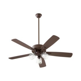 Quorum 4525-2386 OVATION 52" 3 Light Clear Seeded Glass Ceiling Fan - Oiled Bronze