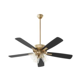 Quorum 4525-2480 OVATION 52" 4 Light Clear Seeded Glass Ceiling Fan - Aged Brass