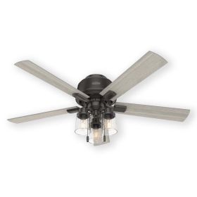 Hunter Hartland 50313 52" Indoor Low Profile LED Ceiling Fan Noble Bronze