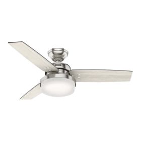 44" Hunter Sentinel indoor Ceiling Fan With LED Module - 50394 - Brushed Nickel