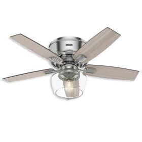 44" Hunter Bennett Indoor Low Profile Ceiling Fan With LED Module - 50420 - Brushed Nickel
