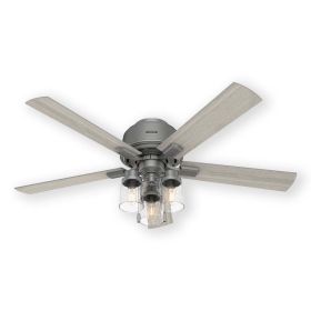 Hunter Hartland 50656 52" Indoor Low Profile LED Ceiling Fan Matte Silver