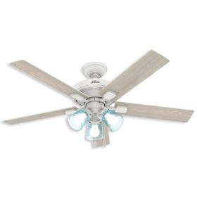 52" Hunter Whittier Indoor Ceiling Fan With LED Module - 50854 - Matte White 