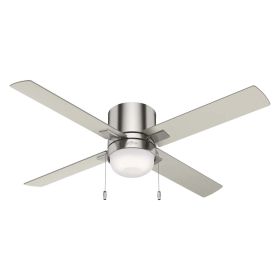 52" Hunter Minikin Low Profile indoor Ceiling Fan With LED Module - 50953 - Brushed Nickel
