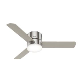 52" Hunter Minimus Low Profile indoor Ceiling Fan With LED Module - 51431 - Brushed Nickel
