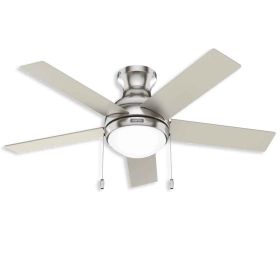 44" Hunter Aren Indoor Low Profile Ceiling Fan With LED Module - 51449 - Brushed Nickel