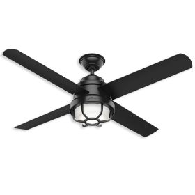 54" Hunter Searow Outdoor Ceiling Fan With LED Module - 55086 - Matte Black
