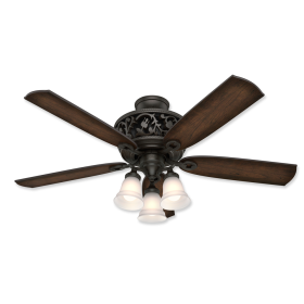 54" Hunter Promenade Brittany Bronze Finish with Burnished Cherry / Cherry Reversible Blades and Light Kit