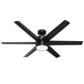 60" Hunter Solaria Outdoor Ceiling Fan With LED Module - 59624 - Matte Black