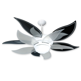 52" Craftmade Bloom White Finish with Black and Translucent Flower Petal Blades and Light Kit