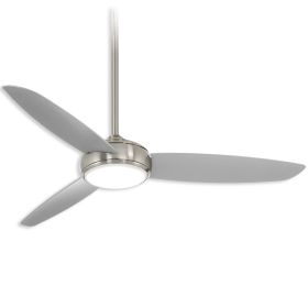 54" Minka Aire Concept-IV Damp - LED Outdoor Ceiling Fan - Brushed Nickel Wet Finish with Silver Blades and LED light kit