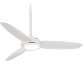 54" Minka Aire Concept-IV Damp - LED Outdoor Ceiling Fan - White Finish with White Blades and LED light kit