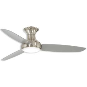 54" Minka Aire Concept-III Flush mount LED Outdoor Ceiling Fan - Brushed Nickel Wet Finish with Silver Blades and LED light kit