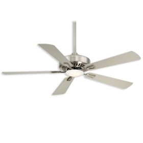  52" Minka Aire Contractor LED Indoor Ceiling Fan - brushed nickel finish with silver blades and LED light kit
