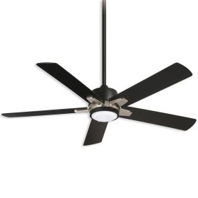 54" Minka Aire Stout LED Indoor Ceiling Fan F619L Coal and Brushed Nickel Finish with Coal Blades and LED light kit