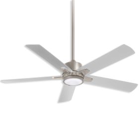 54" Minka Aire Stout LED Indoor Ceiling Fan F619L Brushed Nickel Finish with Silver Blades and LED light kit