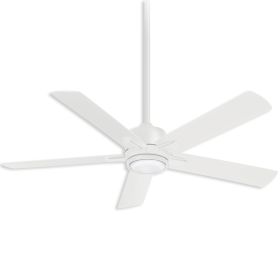 54" Minka Aire Stout LED Indoor Ceiling Fan F619L Flatt White Finish with Flat White Blades and LED light kit