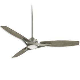 65" Minka Aire Molino LED Outdoor Ceiling Fan - F742L - Burnished Nickel Finish with Seashore Grey Blades and LED light kit
