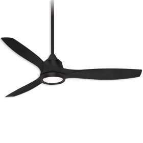 60" Minka Aire Skyhawk Dry Indoor LED Ceiling Fan - Coal Finish with Hand Carved Wood Coal Blades and LED light kit