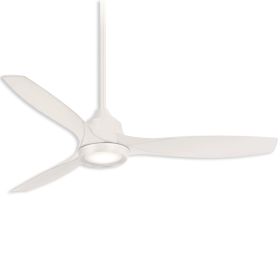 60" Minka Aire Skyhawk Dry Indoor LED Ceiling Fan - Flat White Finish with Hand Carved Wood Flat White Blades and LED light kit