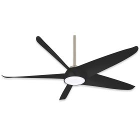 60" Minka Aire Ellipse LED Indoor Ceiling Fan - F771L - Brushed Nickel Finish with Coal Blades and LED light kit