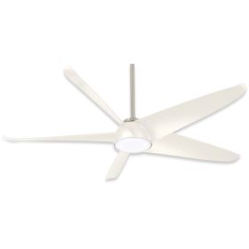 60" Minka Aire Ellipse LED Indoor Ceiling Fan - F771L - Brushed Nickel Finish with White Blades and LED light kit