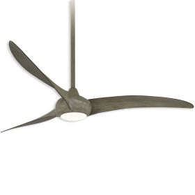 65" Minka Aire Light Wave LED - Ceiling Fan - Driftwood Finish with Etched Lens