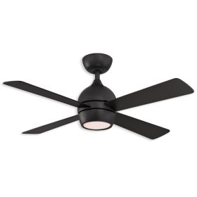 44" Fanimation Kwad Dry Indoor LED Ceiling fan - Black finish with Black blades with LED light kit