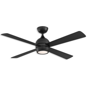 52" Fanimation Kwad Dry Indoor LED Ceiling Fan - Black finish with Black blades and LED light kit