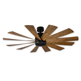 60" Modern Forms Windflower Matte Black Finish with Distressed Koa Blades and Cap
