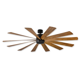 80" Modern Forms Windflower Matte Black Finish with Distressed Koa Blades and Cap