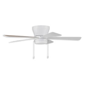 52" Craftmade Merit LED Flush Ceiling Fan - white finish with white/washed oak blades