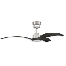 60" Craftmade Mesmerize DC Outdoor Ceiling Fan - brushed polished nickel finish with black walnut blades and LED light kit