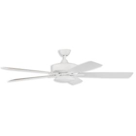 60" Craftmade Super Pro 112 LED Indoor Ceiling Fan, model - white finish with white/washed oak blades and LED light kit