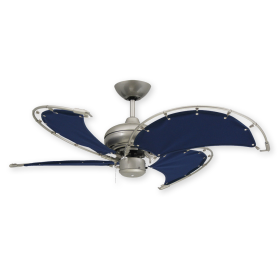 40" Voyage - Nautical Ceiling Fan - Brushed Nickel w/ Blue Canvas